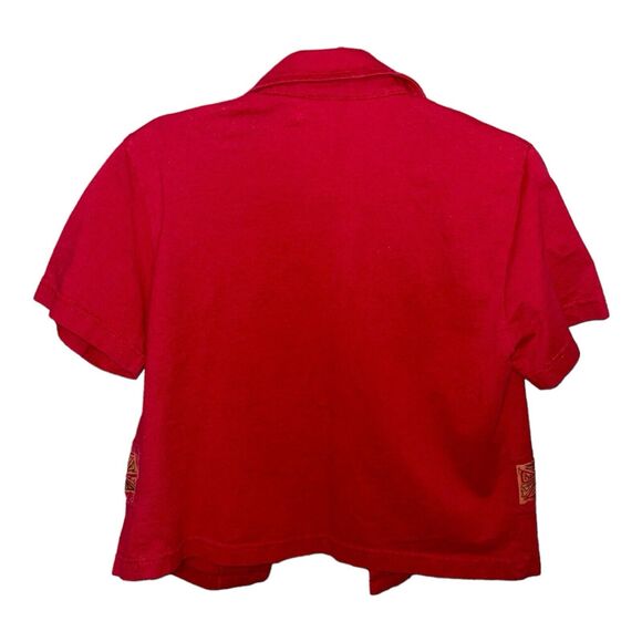 VINTAGE Sweet Jessie Dress Women M RED Maxi Linen Blend Art to Wear Boho Jumper - Picture 6 of 11